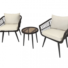 50% OFF Guangzhou Factory Clearance Sale Aluminium Frame Bistro Patio 3pcs Set With Olefin Cushions Garden Chatting Set
