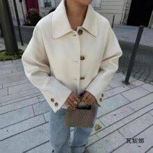 New Women's Retro Loose Casual Lapel Long Sleeved Single Breasted Woolen Jacket Jacket thumbnail-3