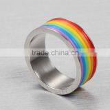 New Stainless Steel Gay Men Ring Rainbow Full Color Ring Silver Ring Gay Men Ring thumbnail-4