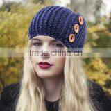 Fashion Trendy Girls Headband With Buttons Knitting Hair Accessories for Women thumbnail-2