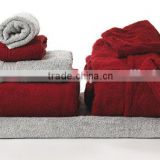 Red and Grey Cotton Towels and Bath Rodes
