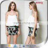 New Women White Loose Tops Floral Short Skirts thumbnail-1