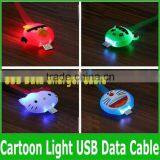 1M/3ft Cartoon Charger Colorful LED Visible Micro USB V8 Charger Cable For Galaxy S4