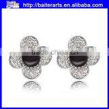 FIVE COLORS -- New Big Round White Pearl Diamond Cluster Stud Earrings thumbnail-3