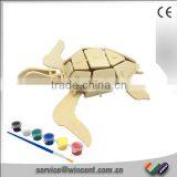 School Kids Educational DIY Drawing Turtle Wooden 3D Puzzle thumbnail-1