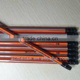 Standard Size Hexagonal Shape Neon Orange and Silver Striped Special Graphite Wood Pencil Sharpened With Eraser thumbnail-3