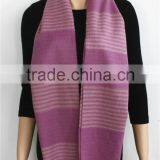 Soft Color Stripe Wool Scarf With Fringe thumbnail-3