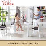 Glass Top Dining Table With MDF Frame Solid Wood Legs A1505# thumbnail-2