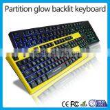 Three Colors Backlit Usb Wired Partition Flash Office/net Bar Keyboard thumbnail-2