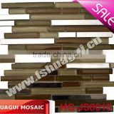 New design Shinning stirp glass and Silver metal decorative mosaic wall tiles Mosaic/Mosaico manufacturer in Foshan
