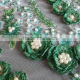 New arrival French&Spanish embroidery beaded bridal lace with 5D flower
