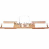 Bamboo Bathtub Caddy With Extending Sides and Adjustable Book Holder thumbnail-1