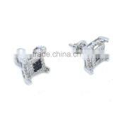 Black and White CZ 925 Sterling Silver Earrings in Micro Pave Setting thumbnail-2