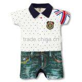 High Quality Children Jumpsuit Short Sleeve Imitation Cowboy Gentleman Rompers Toddle Kid Summer Baby Rompers Baby Clothing thumbnail-2
