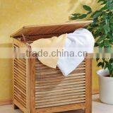Wood Folding Walnut Laundry Basket thumbnail-1