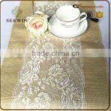 Color Dyed Environmental Hotsale Natural Jute Table Runner With White Lace thumbnail-5