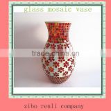 Wedding Gifts Festive Style Flower Patterns Red White Glass Mosaic Large Vases