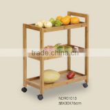 2015 cheap Customized Bamboo Dining Car wtih food holder three layers