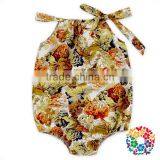 Vintage Flowers Romper for Kids Summer Clothing Adjustable Neck Baby Girl Summer Romper thumbnail-4