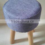 Living Room Furniture Padded Round Stool Ottoman Wooden Pouf thumbnail-5