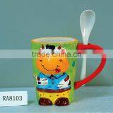 Promotional Ceramic Coffee Mug With Spoon thumbnail-1