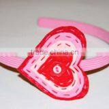 2017 New Hot Fashion Latest Design China Fabric Craft Handmade Kids Hair Decor Felt Cheap Wholesale Red Heart Headband for Girls thumbnail-1