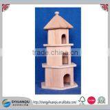 Wooden Bird Cage With Three Cells, Tower Shaped thumbnail-1