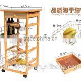 USA /EU FASHIONAL Wooden Kitchen Trolley With FOUR Metal Wire Brackets/ceramic Tile on Top With Drawer thumbnail-3