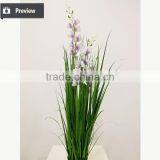 2017 Wholesale Nearly Nature Artificial Grass Synthetic Onion Grass With Orchid in Pot Fake Grass for Indoor Decoration thumbnail-2
