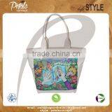 20 oz Natural Canvas Tote Bag With Zip Closure & With Shoe Lace Tie Style Pocket & Open Hanging Pocket With One Side Multicolor thumbnail-1