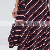 High Waisted Strip Long Skirt Latest Model Full Skirts for Women Summer Casual Wear thumbnail-5