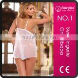 Bridal Wear Mesh and Lace Sexy Babydoll Backless Nighty thumbnail-2