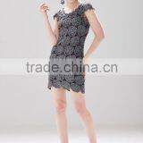 Short Sleeve Flower Cut-out Metallic Effect Ladies Slim Body Crochet Dress SR- D782 thumbnail-3