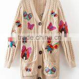 Runwaylover EY1045C Hot Sale 2017 Ladies Fashion Knitted Embroidery Coats thumbnail-3