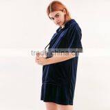 2017 Latest Fashion Half Sleeve Womens Velvet Hoodie Dress thumbnail-3