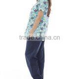 Printed Medical Workwear Mock Wrap Unifrom Set Oem Service Supply thumbnail-2