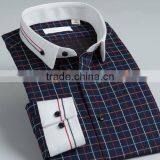 Men Long Sleeve Cotton Plaids Embroidery Shirts thumbnail-1
