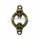 Custom Connectors Findings Round Antique Bronze Skull Halloween Pattern 24mm x 14mm,100PCs thumbnail-1