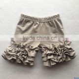 Solid color baby girls summer shorts gray ruffle cotton knitted kids shorts boutique children clothes icing pants