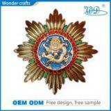 Punchout Octagon Edged Pearl Gold Plating Iron Nickel Copper Material Shiny Diamante Dragon Medals
