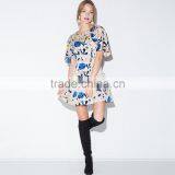 Short Sleeve Floral Printed A-line Dresses for Womens Plus Size Fit and Flare Cloak Dress Womens Summer Going Out Dresses Femme thumbnail-4