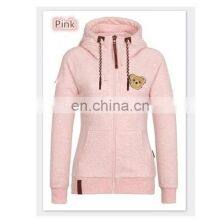Wholesale Custom Brand Ladies Plus Size Casual Top Crop Hooded Slim Cardigan Jacket DIY Guillotine Bear thumbnail-2