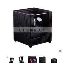 Black Carbon Fiber PU Leather 2 Slot Automatic Mechanical Electronic Shaker Watch Winding Shaker Motor Box thumbnail-4