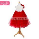 The Red Color Beautiful Baby Girl Summer Dress With Flowers thumbnail-2
