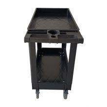 Practical Service Vehicle, 2 Shelves, 550 Pound Heavy-duty Plastic Rolling Utility Vehicle With 360 ° Rotating Wheels, Medium Lip Frame, Ergonomic Storage Handle, Suitable for Warehouse, Garage, Cleaning Office thumbnail-2