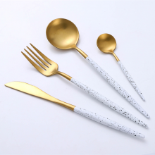 Royal Stainless Steel Restaurant Black and Gold Flatware Pointed Tail Stainless Steel Matte Gold Cutlery Set thumbnail-3