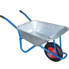 Professional One-Wheel 6 Cubic Feet Wheelbarrow With Steel Handles 4.00/8 Pneumatic Tire for High Stability Steel Galvanized Tray thumbnail-5