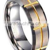 Fashionable Tungsten Finger Ring for Mens Wedding Gift TWO Tone Color thumbnail-1