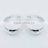 Hammered Plain 925 Sterling Silver Convexed Hoop Earrings thumbnail-1