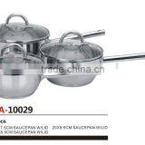 6pcs 304 Stainless Steel Cookware Saucepan Set With Glass Lid for Wholesale